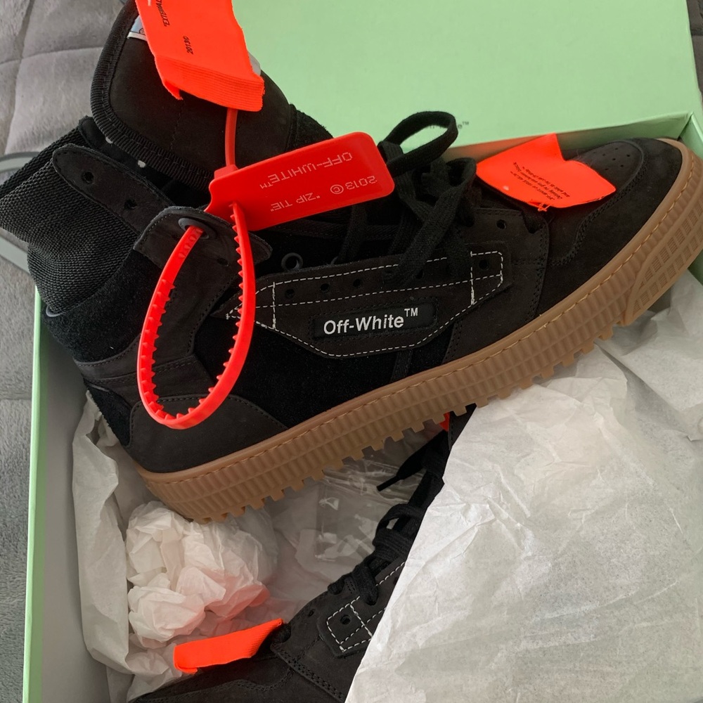 Off-White Virgil Abloh Black Suede Court Sneakers
